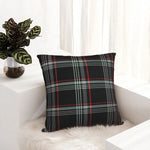 Housse de coussin carrée tartan noir
