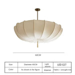 Suspension lumineuse moderne plissée beige clair lumière froide neutre chaude salon chambrehôtel