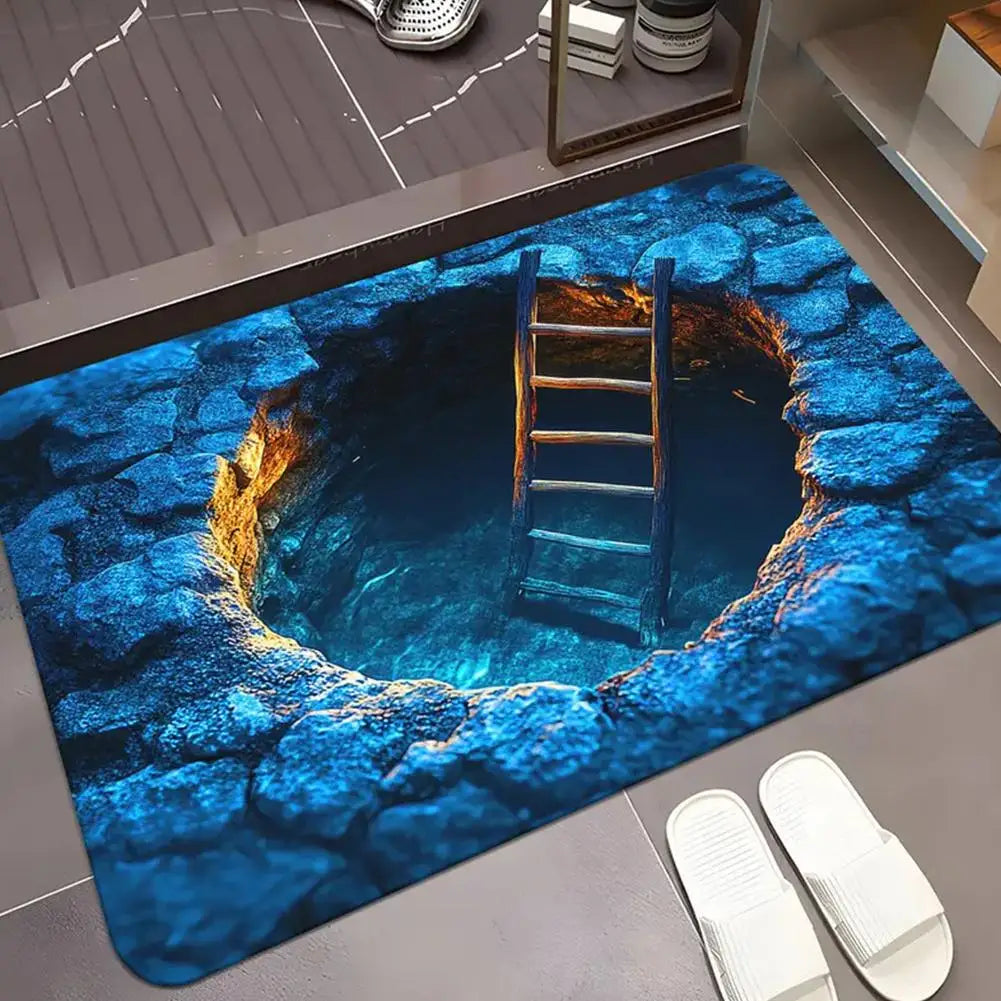 tapis sol grotte pierres mosaïque bleu vert gris moderne adhésif résistant corrosion