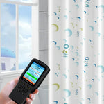 rideau douche moderne blanc bleu vert jaune motifs h2o bulles savon pvc opaques anneaux