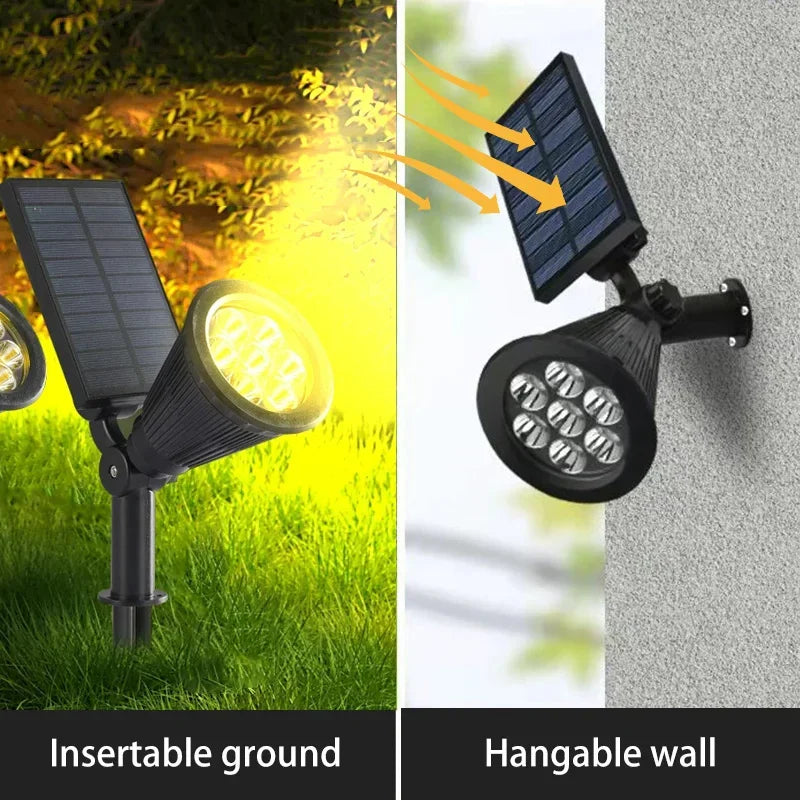 projecteur solaire led ip65 étanche moderne réglable jardin extérieur noir abs