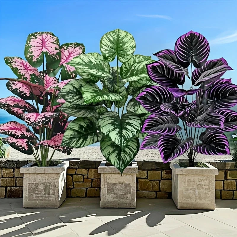 plantes artificielles pots variés rose vert violet extérieur salon décoration festive anniversaire mariage
