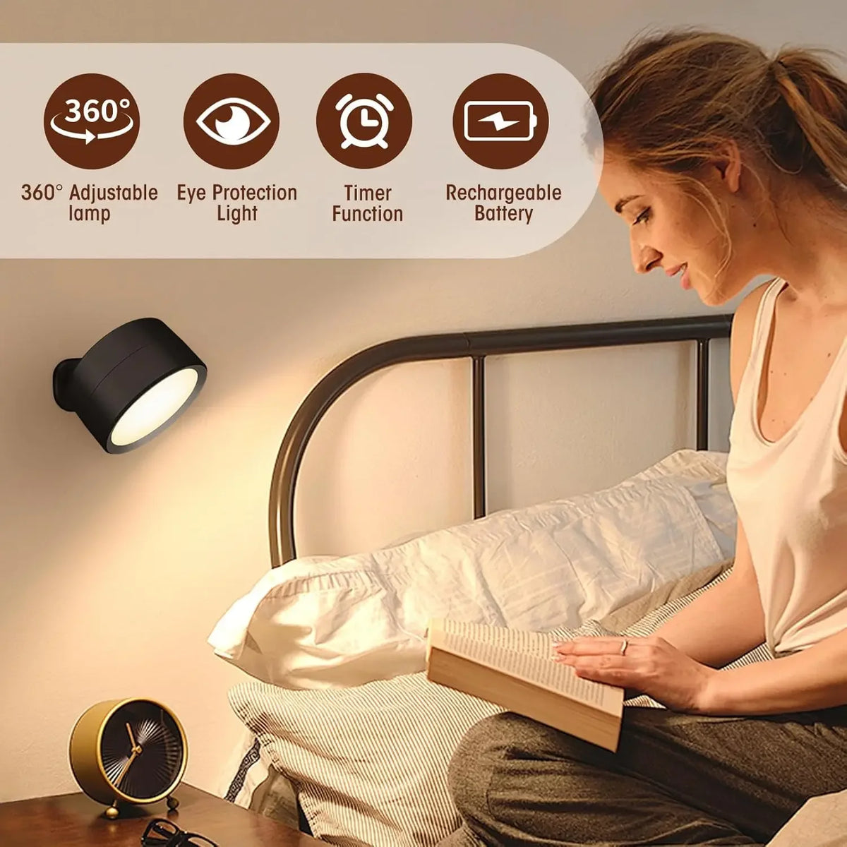 Applique murale LED sans fil rouge allumée en température chaude 3000K