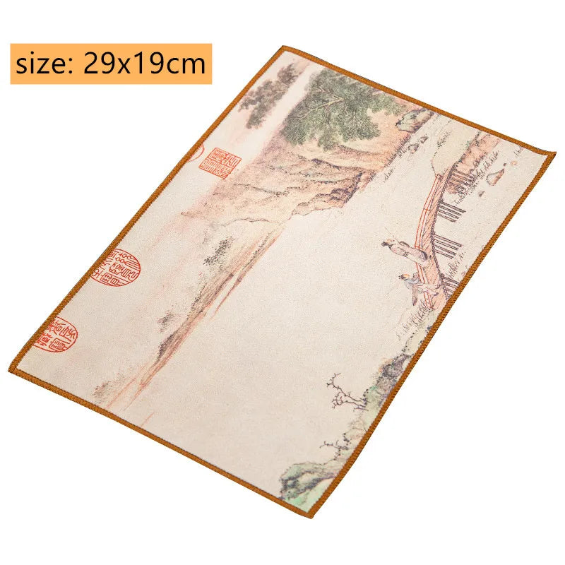 serviettes table bleu vert fleurs oiseaux paysages traditionnelles élégantes absorbantes coton thermiques