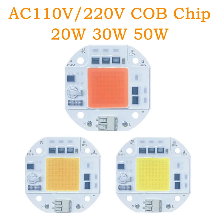 chip led cob 20w 30w 50w blanc blanc chaud connecteurs électriques circuits imprimés modernes