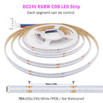 ruban led flexible blanc moderne 24v 840leds rgb cct adhésif inclusion câbles connecteurs