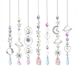 décoration murale cristal transparent multicolore lune soleil étoiles coeurs artisanal