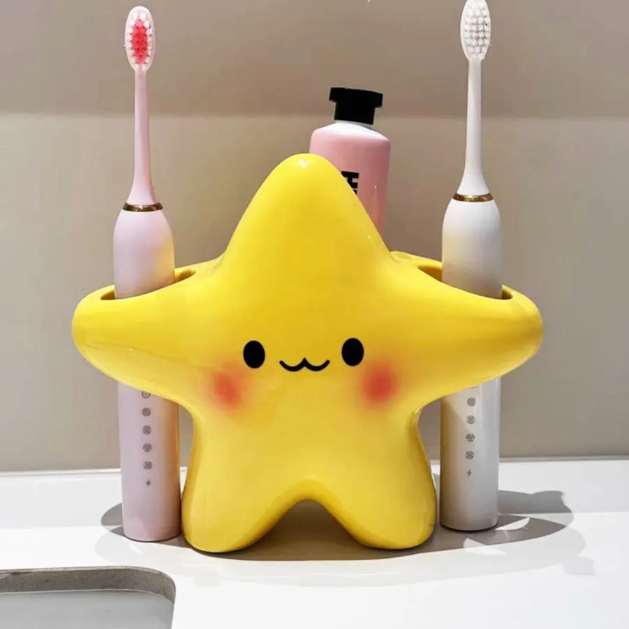 support brosse dents étoile kawaii enfants rangement brosses dentifrices salle bain Jaune Blanc Rose