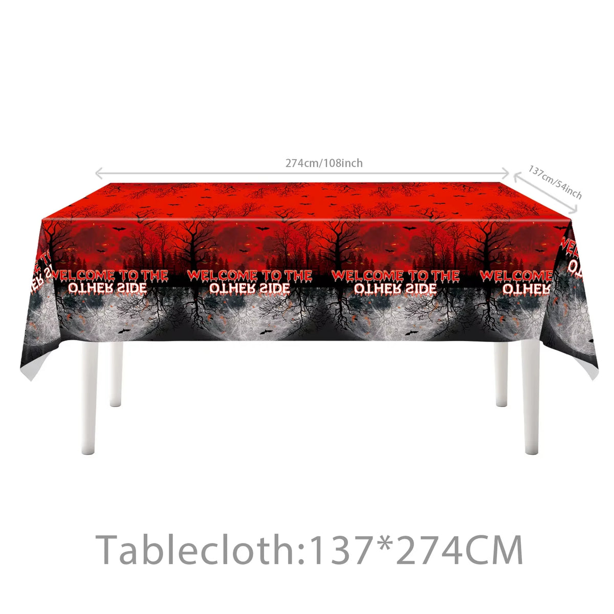 décoration fête thème halloween arbre nu serviettes assiettes tasses bannières rouge noir