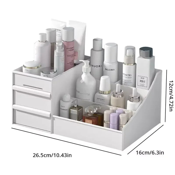 boîte rangement cosmétique blanc moderne plastique opacité organisation coiffeuse chambre