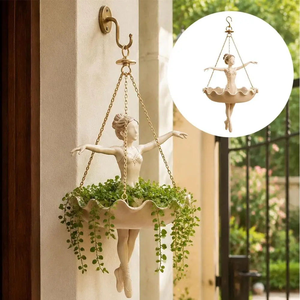 plantes suspendues ballerine sculptée chaîne crochet ondulations pot décoration intérieure balcon véranda