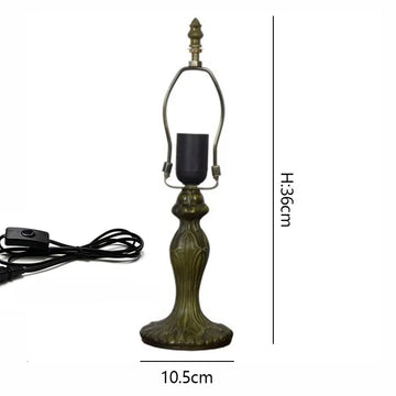 lampe table classique base métal ornements floraux couleur bronze câble interrupteur H48cm Dia16.6cm