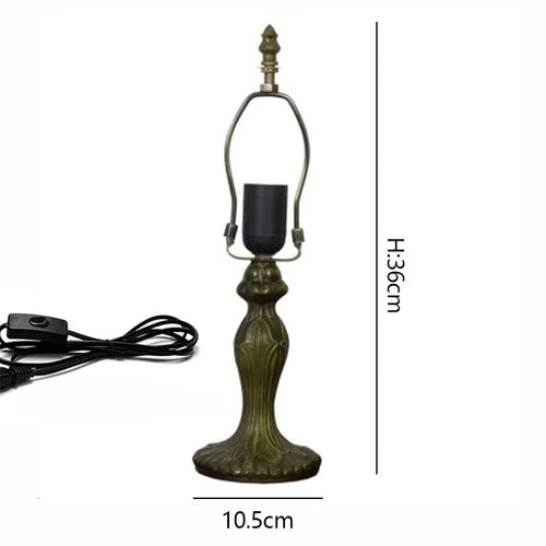 lampe table classique base métal ornements floraux couleur bronze câble interrupteur H48cm Dia16.6cm