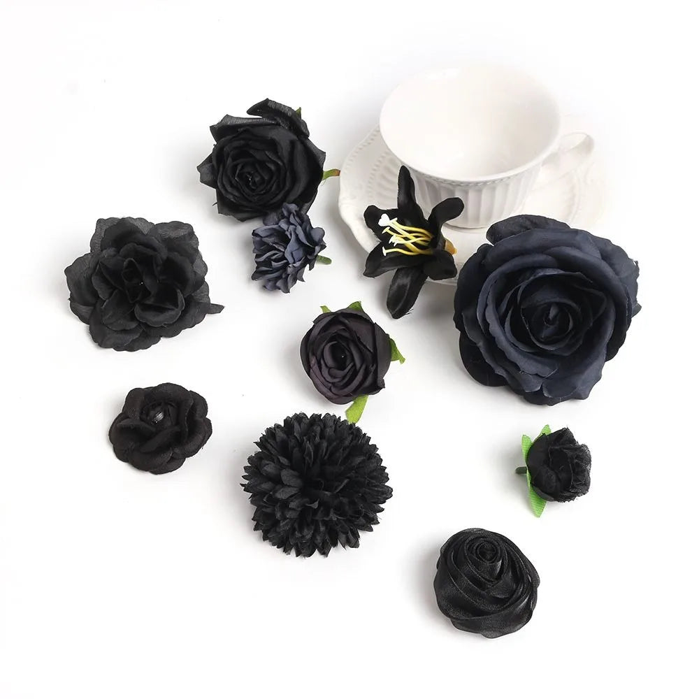 fleurs artificielles noires roses pivoines classiques intérieures décoration anniversaire baby shower événements