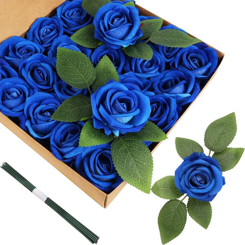 Roses artificielles velours rouge foncé bouquet decoration mariage anniversaire intérieur classique