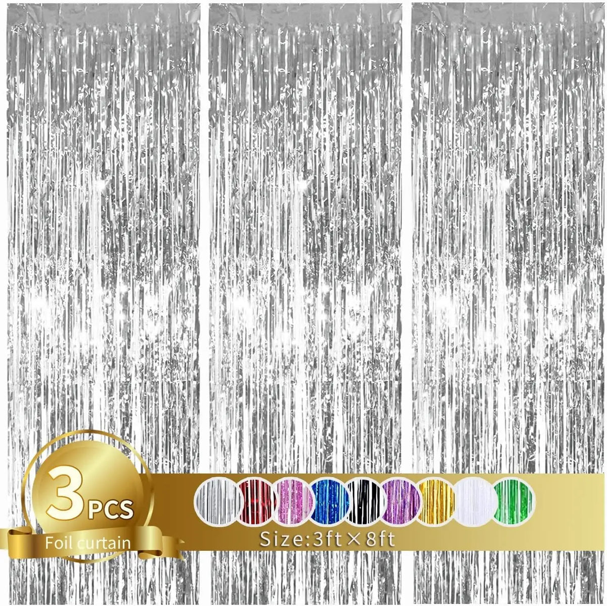 rideau tinsel or argent rose festif décoration anniversaire noël mariage festive