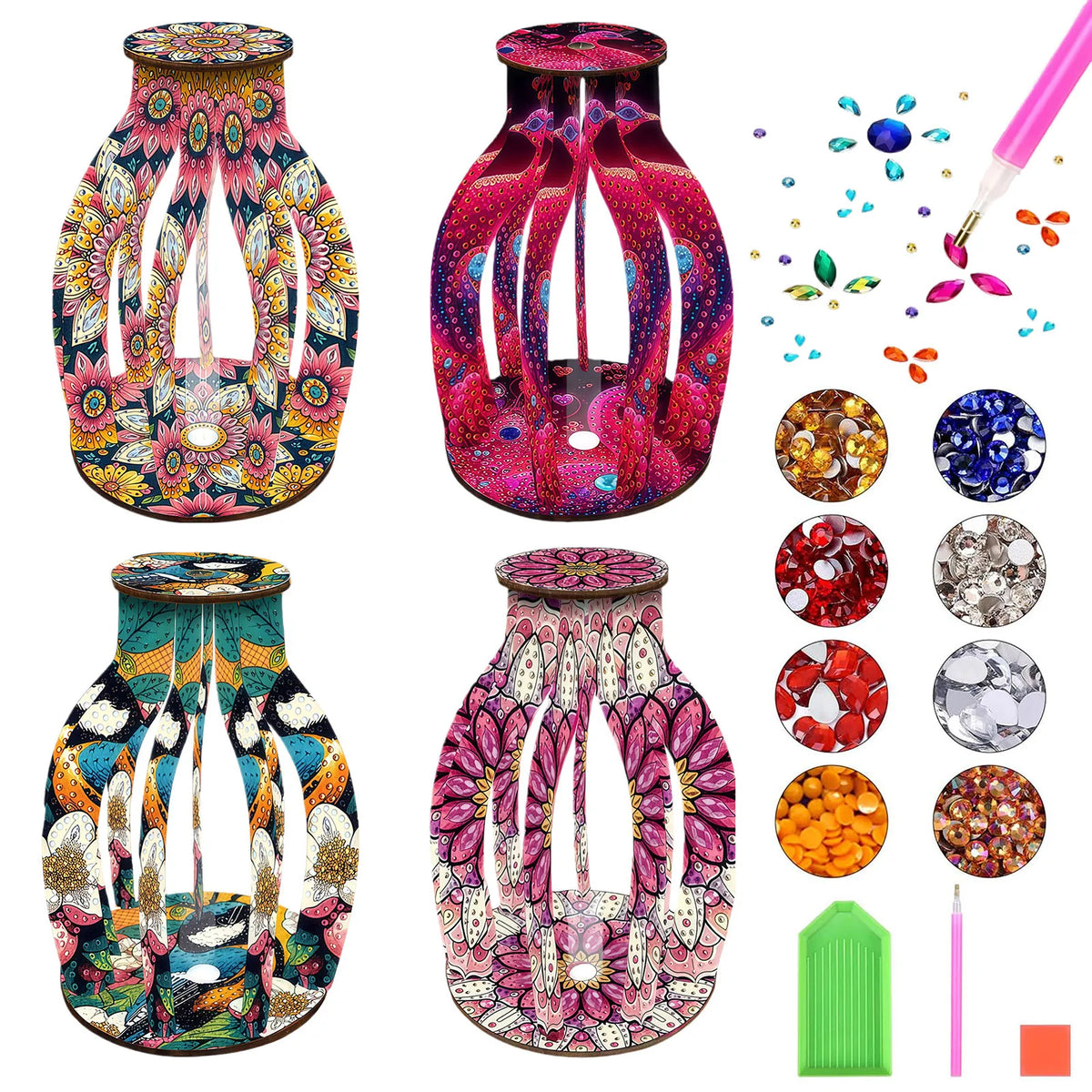 vase bois multicolore floral decoratif pince cheveux pinceau collage boite plastique éléments moderneintérieur