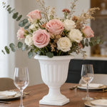 vases blancs classiques plastique ribbé maison décoration fleurs artificielles multifonctionnels