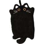 sac main noir chat yeux jaunes moustaches blanches oreilles blanches poignée