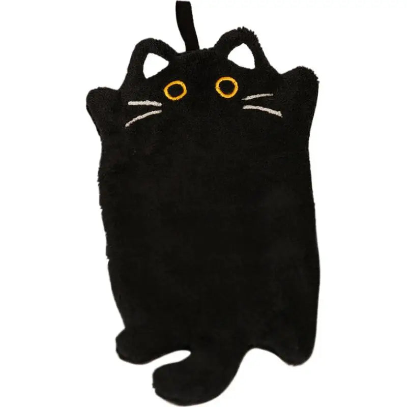 sac main noir chat yeux jaunes moustaches blanches oreilles blanches poignée