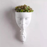 Cache plantes mural masque blanc beige noir texture granuleuse moderne sculptural adhésif succulente