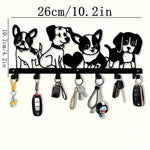 porte clés mural chiens stylisés noir moderne fixations clés supplémentaires