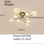 lampe suspendue moderne led noir doré circulaire minimaliste métal certifications flux lumineux télécommande