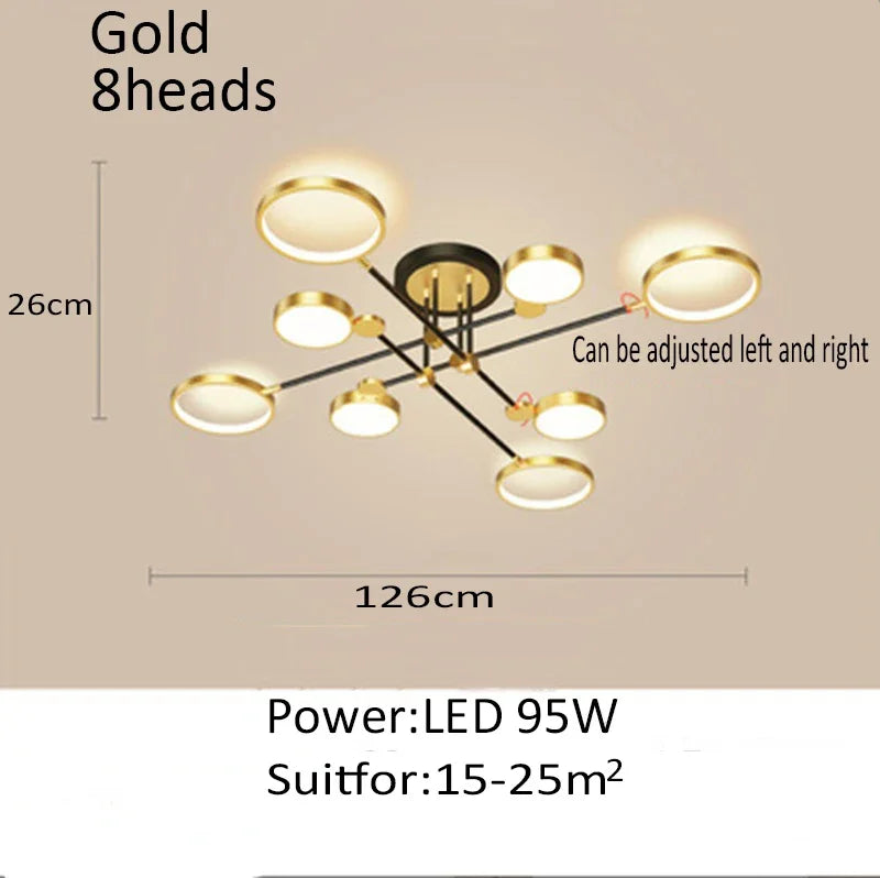 lampe suspendue moderne led noir doré circulaire minimaliste métal certifications flux lumineux télécommande