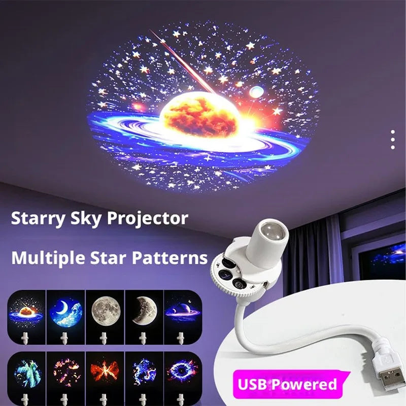 projecteur étoiles galaxie blanc motifs planètes lunes moderne clips chambre décoration led