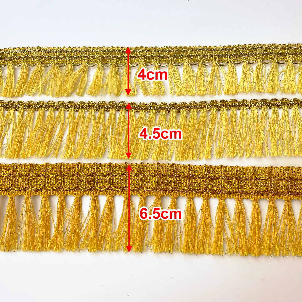 ruban franges dorées 4cm 45mm 65mm polyester textile maison rideau décoratif classique élégant