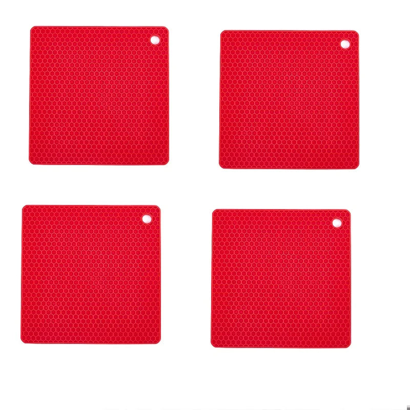 tapis protection cuisine silicone rouge gris moderne texture hexagonale imperméable anti brûlure