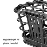 panier avant vélo noir sac guidon couvercle plastique moderne utilitaire fixations métalliques aérée grille