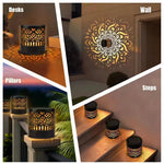 lampe solaire décorative mandala noire ajourée moderne auto allumage extérieur jardin clôture patio