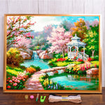 broderie paysage fleurs feuilles multicolore artisanal toile coton fil aiguille guide couleurs échantillons