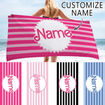 serviette plage rose personnalisable rayures cœur absorption rapide microfibre moderne compressée machine