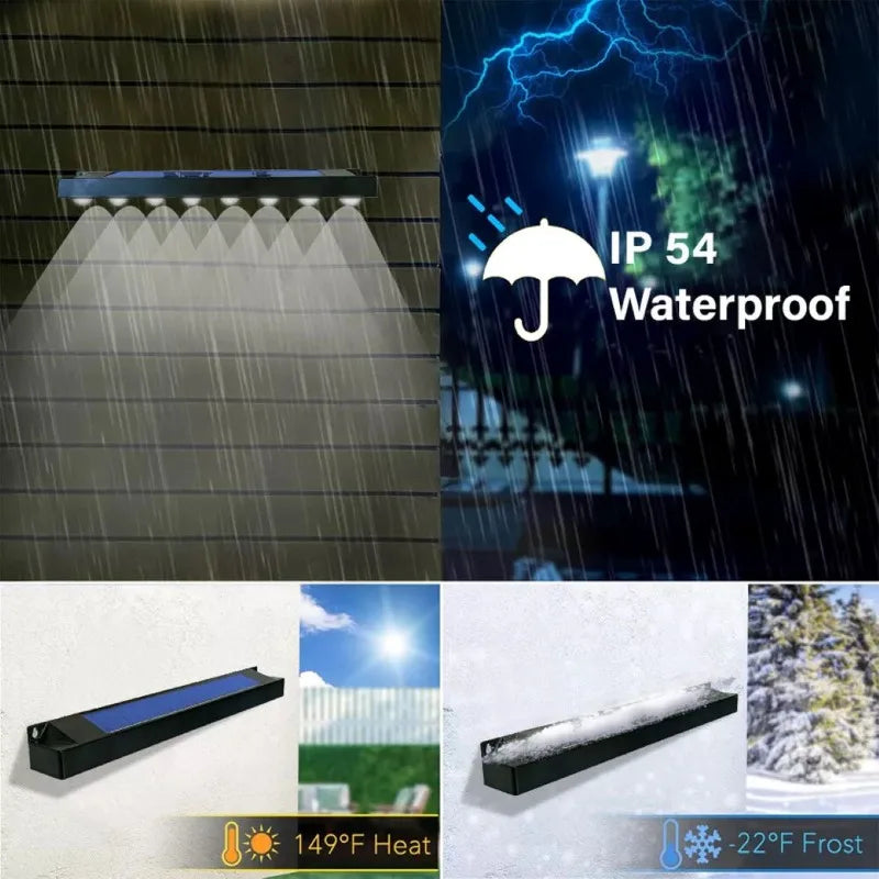lampes murales solaires led noires lumière chaude murale panneau solaire intégré moderne minimaliste