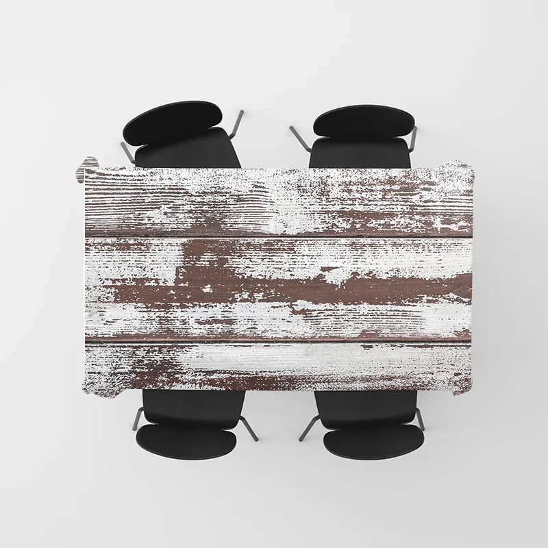 nappe rustique imitation bois vieilli rectangle marron blanc gris extérieur intérieur mariage fête