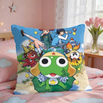 housse coussin carré imprimé animaux mignons dessin animé keroro gunsou cœur vert jaune rouge