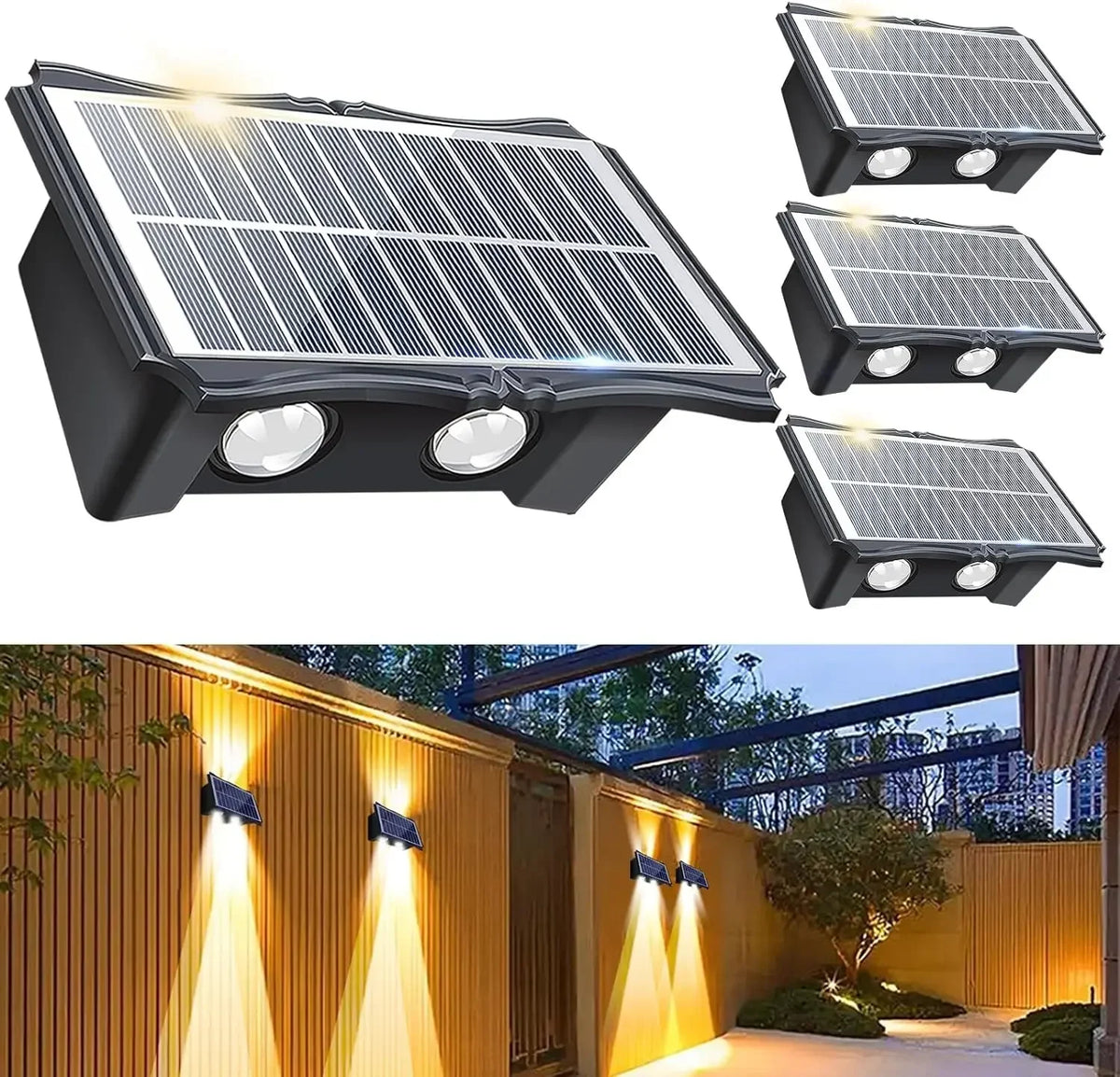 lampe murale solaire extérieure moderne ip65 led jaune blanc vacancesextérieur