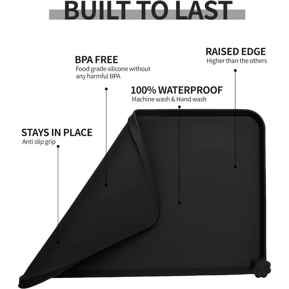 tapis imperméable silicone bord surélevé protection déversement moderne minimaliste animal noir gris rose