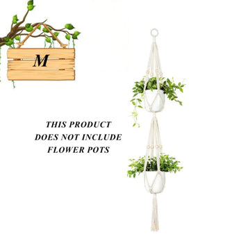 plantes suspendues macramé tissage main boho anneaux métal pot fleurs decoration murrale
