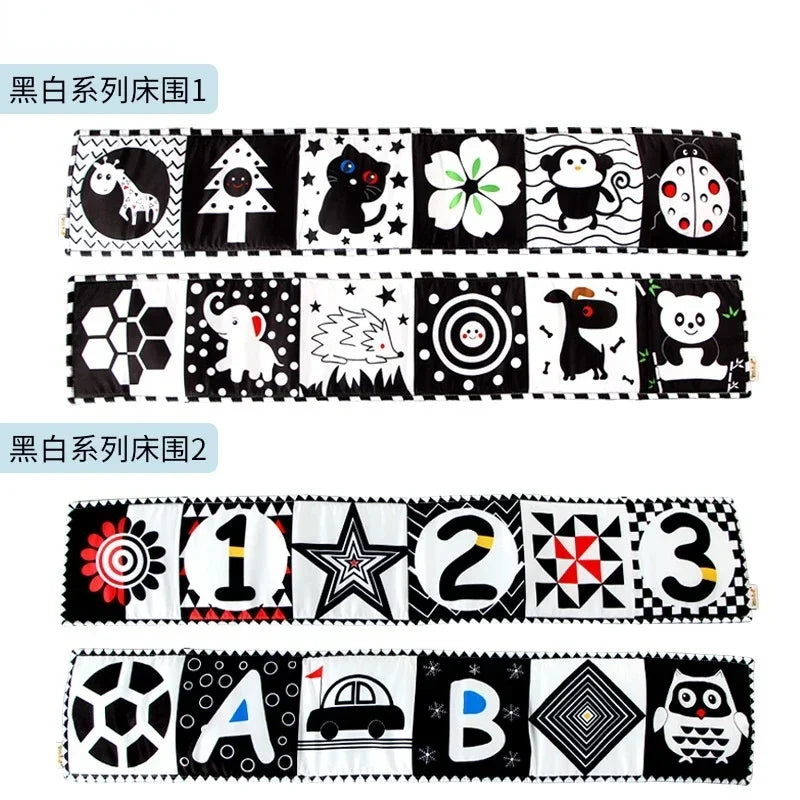 rideau lit bébé motif animal léopard araignée cercle losange moderne noir blanc