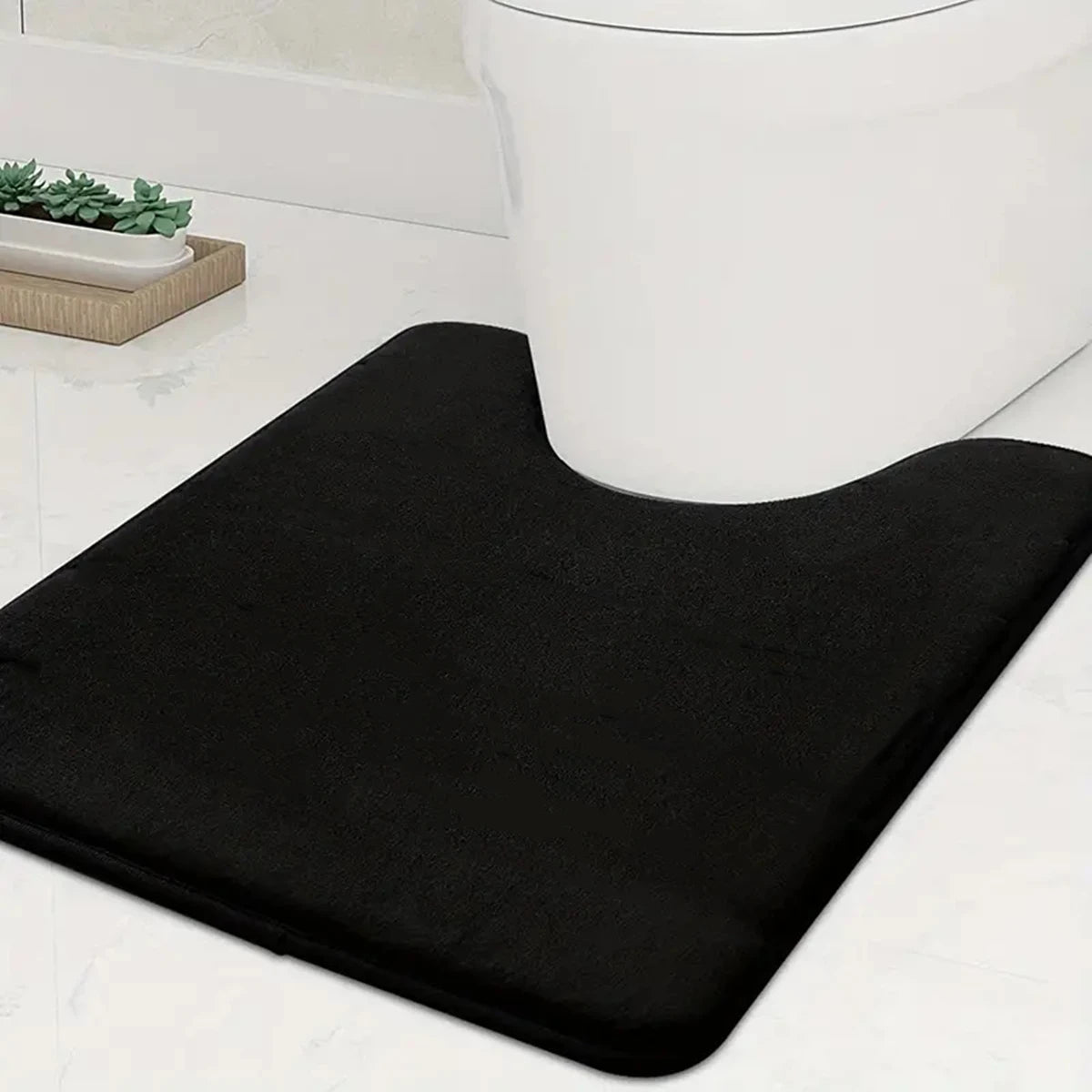 tapis toilette gris noir bleu marine velours moderne absorbant antidérapant salle bain grande taille