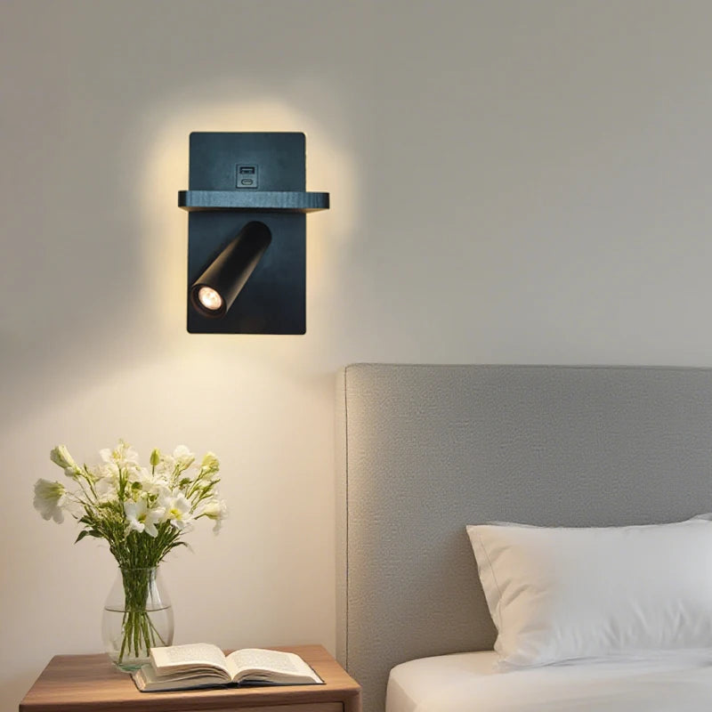 lampe murale moderne recharge sans fil prise usb chambre salon étude cuisine
