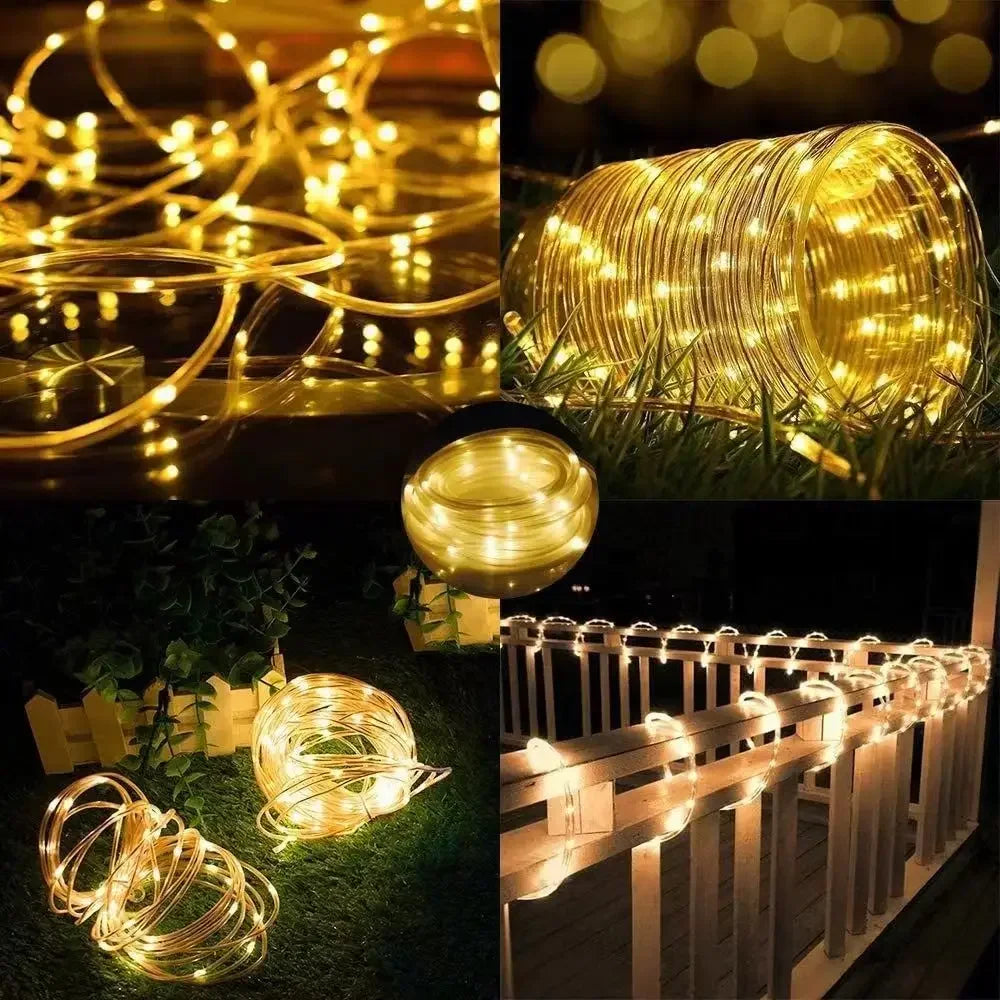 guirlande lumineuse led multicolore moderne extérieure solaire 32m 200leds ip65