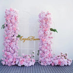 arche fleurs roses blanches decoration mariage exterieur classique 2mètres soie artificielle