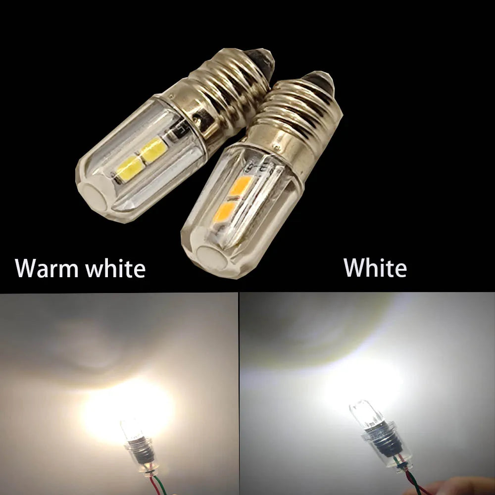 Ampoule LED E10 12V 6V 3V blanc blanc chaud transparent moderne 50000h