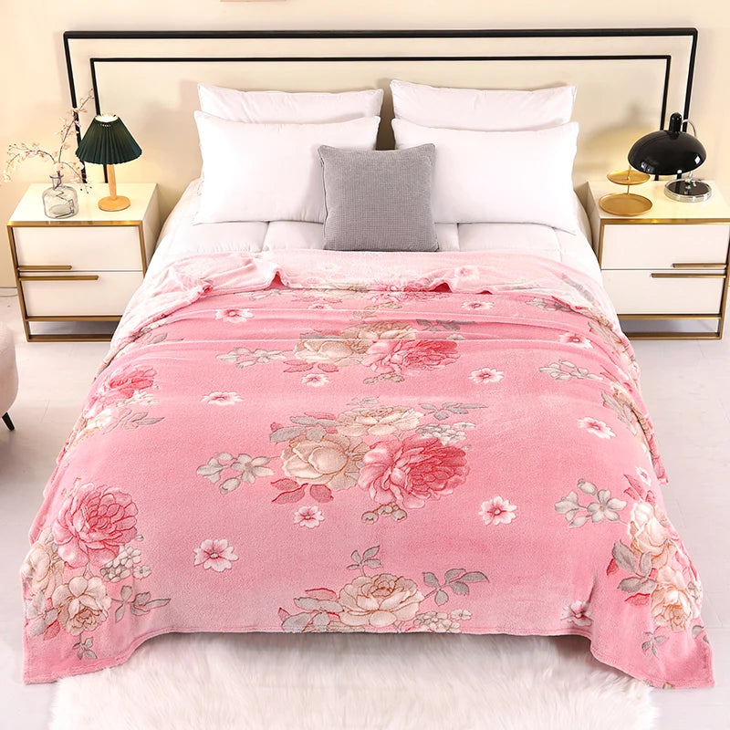 couverture polaire fleur rose printemps automne portable qualité hospitalière hôtelière voyage maison