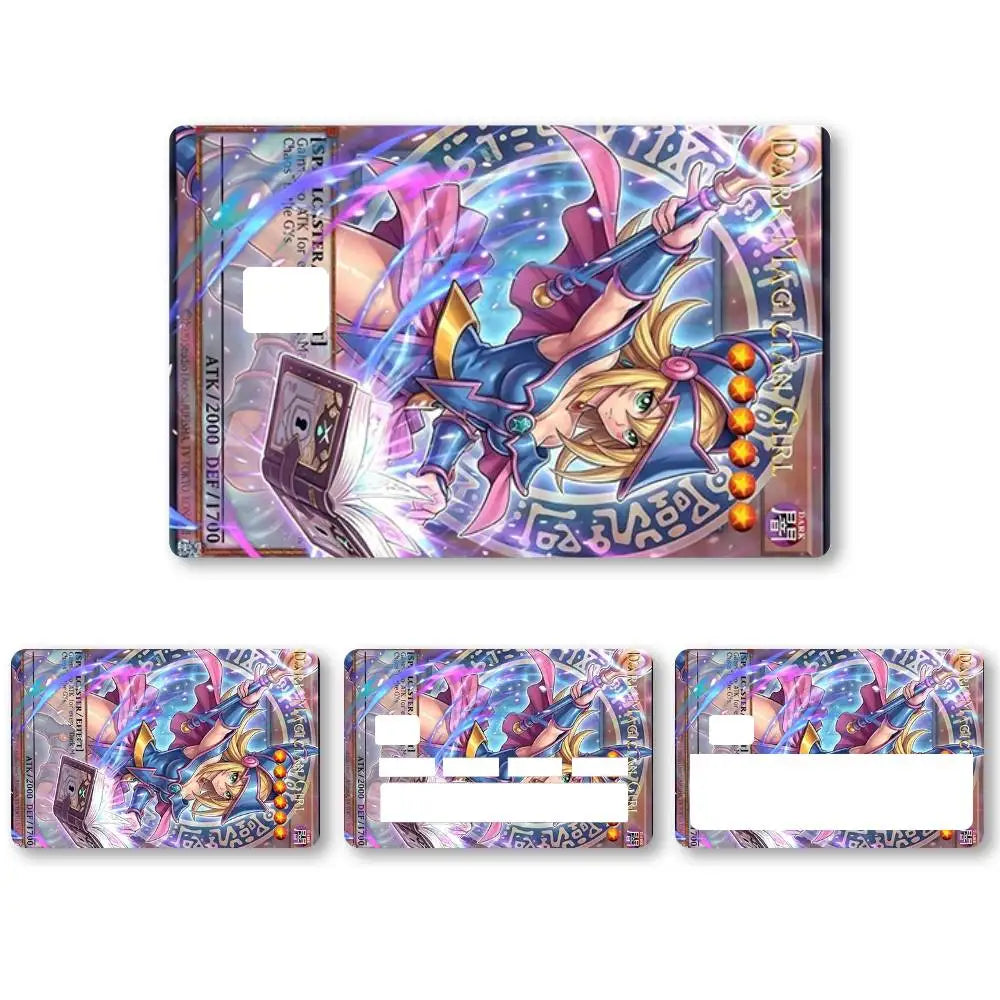 autocollants cartes crédit multicolores dessin animé illustrations fantastiques adhésifs protection cartes jeu set collection