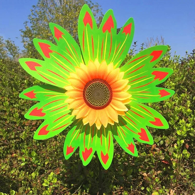 décoration jardin éolienne fleur couleurs vert rouge jaune bleu violet moderneextérieur fixe tringle